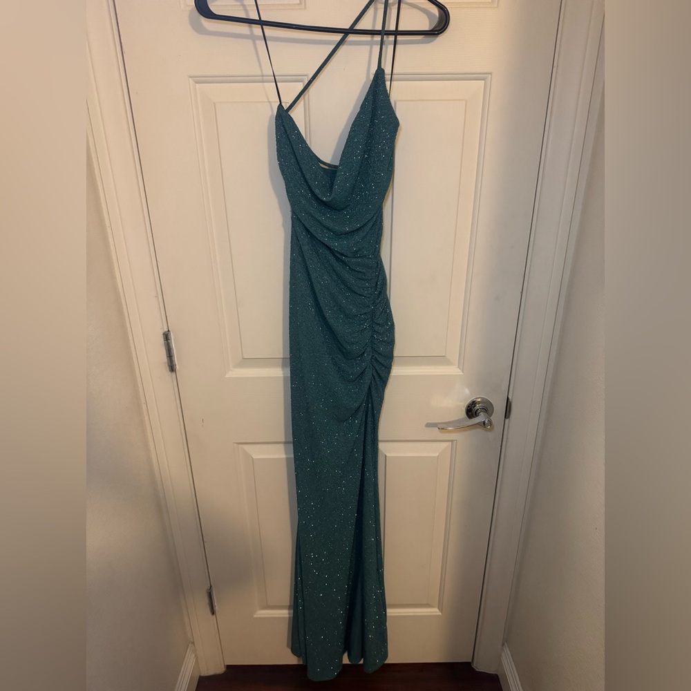 Windsor Blue Ruched Maxi Gown for Wedding Guest